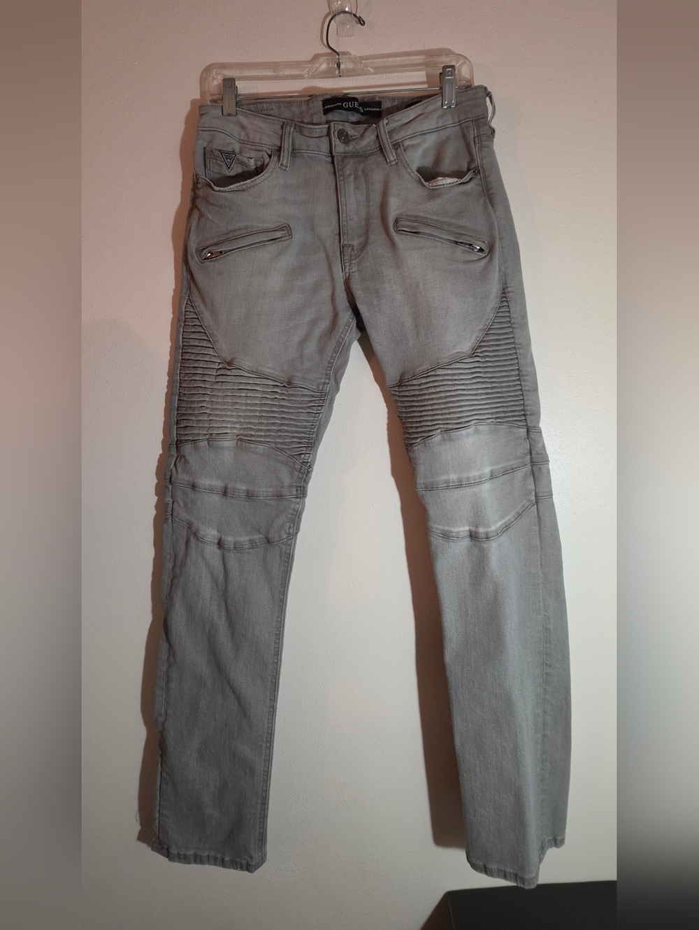 GUESS Men's Gray Biker-Style Slim Jeans